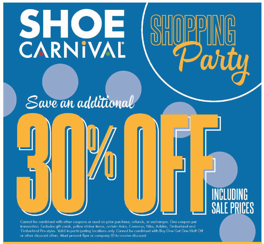 shoe carnival buy one get one half off sale